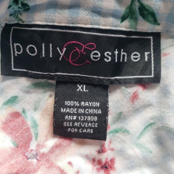 Floral Button Down Sleeveless Tie Front Blouse Size XL Summer Picnic Country - Picture 7 of 10